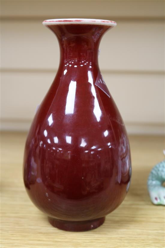 A Chinese sang de boeuf vase height 18cm